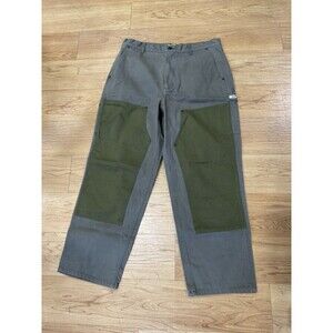 HUF Gilman Double Knee Carpenter Pants Mens Size 34x28 Green Baggy Fit Utility